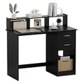 Mondeer Schreibtisch mit Schubladen, Computertisch Klein mit Regal, 105 x 48 x 94cm, Ideal für Büro Heimbüro Arbeitszimmer Wohnzimmer, Schwarz