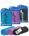 Fit-Flip Kühltuch 3er Set – kühlendes Handtuch Fitness und Sport – mikrofaser kühlhandtuch – Airflip kühltücher – cool Ice Towel (schwarz/blau/violett, 100x30cm)