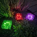Online Fuchs 3 LED Solar Glassteine mit je 8 LED´s für außen - Warmweiß, Farbwechsel oder Farbstop möglich - Gartenbeleuchtung, Deko, Balkon, Terrasse, Solarleuchten, Solarlampen