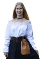 Battle-Merchant Mittelalter Langarm Carmenbluse aus Baumwolle für Damen | schulterfreie langärmlige Boho Bluse S-XXL | Halloween Karneval Kostüm (Weiß, XL)
