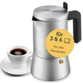 SILBERTHAL Espressokocher Edelstahl 300 ml - 6 Tassen - Induktionsgeeignet – Kaffeekocher für jeden Herd - Inkl. Reduktionsfilter - Espressokanne für Camping