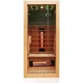 Dewello Infrarotkabine Sauna Milton 90cm x 90cm 1 Person Vollspektrum & Karbonstrahler Hemlock Tannenholz