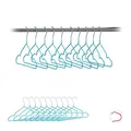 Relaxdays 40 x Kinderkleiderbügel, platzsparende Drahtbügel Jungen, Babybügel mit Kerben, PVC-beschichtet, Bügel 30 cm, türkis