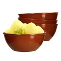 4er Set Tonschale 18cm braun 1L Ton-Geschirr Schüssel Salat Schale Servierschale