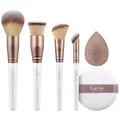 Make-up Pinselset Complete Face | Vegane Schminkpinsel für Powder, Buffer, Blush & Concealer + Beauty Sponge & Puff | Für Foundation & Puder | LUVIA