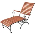 Gardenson Deckchair, Braun, Schwarz, Holz, Metall, Eukalyptusholz, Hartholz, 62x89x136 cm, wetterbeständig, UV-beständig, regenabweisend, klappbar, abnehmbares Fußteil, Gartenmöbel, Gartenliegen