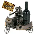 Weinflaschenhalter Motorrad Paar mit Beiwagen Metall Skulptur + Geschenkarte