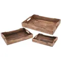 Meinposten Dekotablett Tablett Serviertablett Holz Mango braun Holztablett Deko Dekotablett braun 46 cm x 7 cm x 30 cm