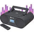 KLIM Boombox B4 Radio mit CD Player + AM/FM Radio, MP3, Bluetooth, AUX, USB + tragbarer CD Spieler mit kabellosem Modus und aufladbaren Akku schwarz - Schwarz