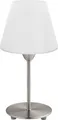 EGLO Tischlampe Damasco 1, Tischleuchte, Nachttischlampe aus Metall in Silber und Glas in Weiß, Wohnzimmerlampe, Lampe mit Schalter, E14 Fassung