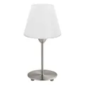 EGLO Tischlampe Damasco 1, Tischleuchte, Nachttischlampe aus Metall in Silber und Glas in Weiß, Wohnzimmerlampe, Lampe mit Schalter, E14 Fassung