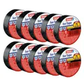 tesa Isolierband im 10er Pack - Selbstklebendes hitzebeständig - Zum Isolieren, Reparieren und Bündeln - 10 m - Schwarz