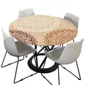 Morbuy Tischdecke Outdoor Rund 150 cm, Elastisch Rund Abwaschbar Tischdecken Wasserabweisend Lotuseffekt Garten Tischdecke Beige Mandala Table Cloth, Ideal für 100cm-140cm