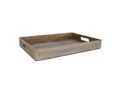 Macosa Home Dekotablett Holztablett Grau 36 cm Holz rechteckig mit Griffen Tablett (Obsttablett Wohn-Accessoire modern), Tisch-Dekoration Kerzenteller Servierplatte