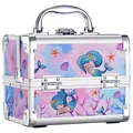 Joligrace Kosmetikkoffer Schminkkoffer mädchen Make up Koffer mit Spiegel Abschließbare Beauty Case Schmuckkoffer Multikoffer,Meerjungfrau