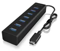 ICY BOX IB-HUB1700-C3 USB-Hub 7 Port USB-A USB 3.0 5 GBit/s mit USB-C Stecker Schwarz IB-HUB1700-C3