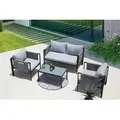 Gartenset 4-tlg. Grau/Schwarz