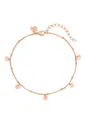 Hey Happiness Fußkette mit Anhänger Plättchen rund, Damen Fußkettchen 18K Roségold Vergoldet, Edelstahl Damen Fußband Kreis Geo, wasserfest