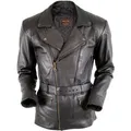MDM Motorradjacke Längere Herren Motorrad Leder Jacke Klassischen Chopper Look Klassische Motorrad Chopper Leder Jacke S
