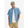 Levi's für Herren. A9161-0007 Authentisches blaues Hemd (XL), Lässig, Baumwolle, Kurzarm