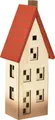 Holz Lichthaus Deko Natur Rot Batteriebetrieb 8,5x6,5x22cm