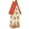 Holz Lichthaus Deko Natur Rot Batteriebetrieb 8,5x6,5x22cm