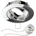 ledscom.de Deckeneinbaurahmen Circ Aluminium Einbaurahmen chrom schwenkbar (LED/Halogen/GU10/MR16/PAR16/50mm) inkl. GU10 Fassung