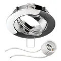 ledscom.de Deckeneinbaurahmen Circ Aluminium Einbaurahmen chrom schwenkbar (LED/Halogen/GU10/MR16/PAR16/50mm) inkl. GU10 Fassung