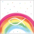 Ambiente - Luxury Paper Products Papierservietten - Servietten Cocktail/Party/ca. 25x25cm Rainbow White - First Communion - Kommunion und Konfirmation - Ideal Als Geschenk Und Tisch-Deko
