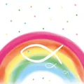 20 x Cocktail Servietten 25x25 cm Rainbow White Regenbogen Fisch Kommunion