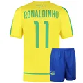 Brasilien Fußball Trikot Set Heim Ronaldinho - WM 2002 - Kinder und Erwachsene - Jungen - Sportsachen - Geschenk - Sport t Shirt - Sportbekleidung - Größe M