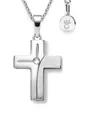 Amoonic Kreuzkette Halskette Mädchen Silber 925 mit Kreuz Anhänger Kommunion und Taufe (individuell anpassbare Halskettenlänge)