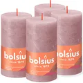 BOLSIUS Rustikale Stumpenkerze, Altrosa, 13 cm, 4 Stück, tropffrei, nicht duftende Kerzen