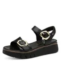Tamaris Comfort Damen Sandalen flach aus Leder Plateau, Schwarz (Black), 38 EU