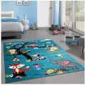 Carpetia Kinderteppich Teppich mit vielen Tiermotiven, in blau, Kinderfreundlich, rechteckig blau rechteckig | 120 cm x 170 cm