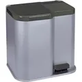 Tretmülleimer mit zwei Fächern | Duo | 21 Liter Fassungsvermögen | Silber - Silber