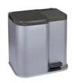 PROREGAL® Mülleimer Tretabfalleimer mit zwei Inneneimer, Duo, 21 Liter, Silber