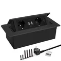Steckdosenleiste, versteckter Pop-up-Steckdosenschrank mit 2 Steckdosen und 2 USB-Ports Typec Connection Box, Schwarz