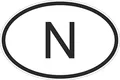 Akachafactory Wandsticker, selbstklebend, Motiv Auto, Motorrad, oval Ländercode norvegien n, NORWEGEN