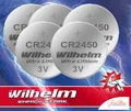5 x Wilhelm CR2450 Lithium Knopfzelle 3V 600mAh ø24,5x5,0mm Blister!