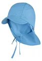 Sterntaler Schirmmütze Nacken - Unisex Baby- und Kinder Mütze mit Nackenschutz und einsteckbaren Ohrenklappen - UV-Schutz 50+ Sommermütze zum Binden - Popeline (Bio) Kopfbedeckung - samtblau, Größe 53