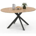 Ausziehbarer Runder Esstisch Alix 4-8 Personen Spinnenbein Holz Und Schwarz 110-150 Cm