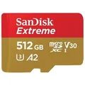 SanDisk 512GB Extreme microSD Speicherkarte 2022 190MB/s & 130MB/s Lese/Schreibgeschwindigkeit, A2 C10 V30 UHS-I U3