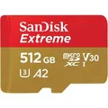 SanDisk Micro-SD-Karte Extreme, 512GB, bis 190 MB/s, UHS-I U3, SDXC