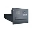 Letterbox24 Briefkasten BV-Serie Kamera Mauerdurchwurf Briefkastenanlage in RAL (Klingel, Sprechsieb, Busch-Jäger Kamera- + Audiomodul + Systemzentrale), - Briefkasten in RAL 9005