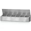Mahlzeit Edelstahl Zutatenbehälter | 1/6 GN Catering Behälter mit Gummifüßen | Cocktail Zutatenbehälter Bar für Gastro, Küche, Pizza Station, Buffet Zubehör, Salatbar (6 x 1/6 GN Behälter)