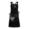 Black Forest Fox ROUGH Arbeitsschürze Lederschürze aus Büffel Wild Leder Schürze, Rauleder, Grillschürze, Gastronomie, Barista, Kochschürze | 61x94 cm | Variabel von M - XXL Schwarz