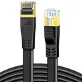 DDMALL Ethernet Kabel CAT8 20m, Hochgeschwindigkeit 40Gbps 2000MHz CAT 8 Flaches Patchkabel, Gigabit Netzwerkkabel LAN Kabel mit Vergoldetem RJ45 Stecker für Gaming, Modem, Router, PC (20M, Schwarz)