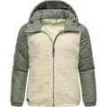 Outdoorjacke RAGWEAR "Leeloo", Damen, Gr. XXXL (46), beige (ecru), Obermaterial: 100% Polyester, Obermaterial Ärmel: 100% Polyester, Innenfutter: 100% Polyester, Wattierung: 100% Polyester, sportlich, lässig geschnitten hüftbedeckend, Langarm Ärmel ohne Ärmelschlitz elastischer Bund mit Gummizug, Jacken, Damen Übergangsjacke aus Teddyfleece mit gesteppten Ärmeln