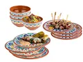 Melamin Ess-Geschirr Set für 4 Personen, Campinggeschirr mediterranes Design